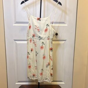 Backless Cream Floral Slip Dress with Pink Blooms